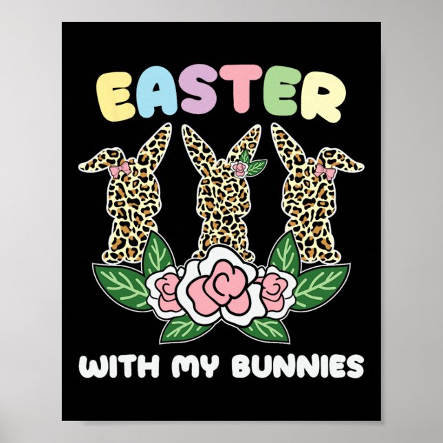 Affiche Lapin de Pâques Leopard Trio mignonne Jour de Pâqu (Devant)