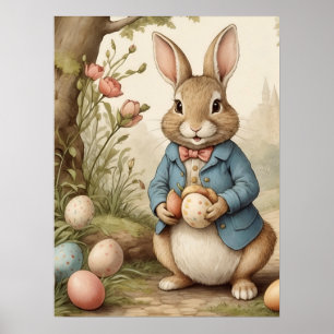 Affiche Lapin de Pâques magique drôle Chasse aux œufs dans
