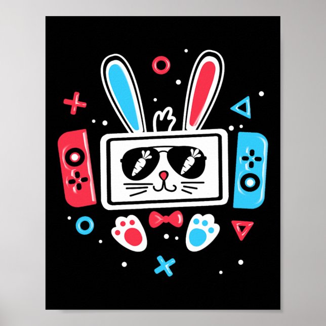 Affiche Lapin de Pâques Manette de jeu vidéo Joueur Bo (Devant)