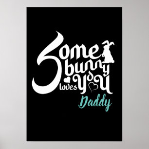 Affiche Lapin de Pâques mignon Amour Noir Blanc Typo Moder