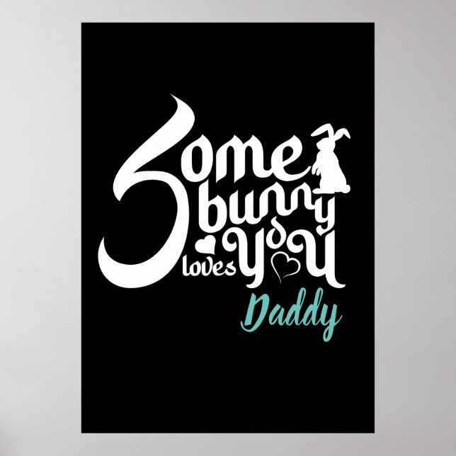 Affiche Lapin de Pâques mignon Amour Noir Blanc Typo Moder (Devant)
