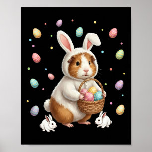 Affiche Lapin de Pâques mignon avec oeufs Fantaisie Cobaye