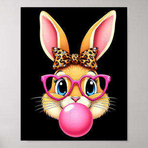 Affiche Lapin de Pâques Mignon Bubble Gum Fille Femmes