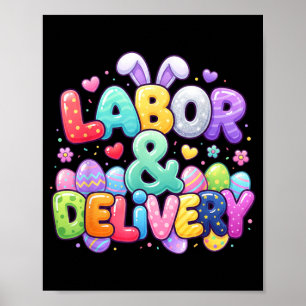 Affiche Lapin de Pâques mignon oeuf allaitement travail et