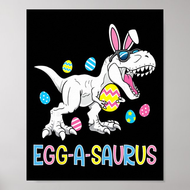 Affiche Lapin de Pâques Oeuf de Dinosaure A Saurus Trex En (Devant)