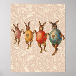 Affiche Lapin de Pâques Œufs Dansants