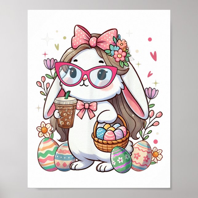 Affiche Lapin de Pâques oeufs de lapin Café Chasse Femmes  (Devant)