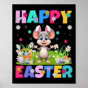 Affiche Lapin de Pâques Oreille de Rat Joyeuses Pâques Cha