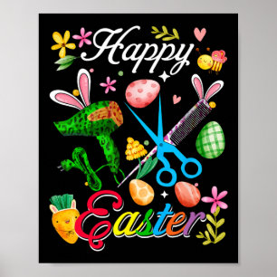 Affiche Lapin de Pâques Outils de coiffeur Équipe de trava