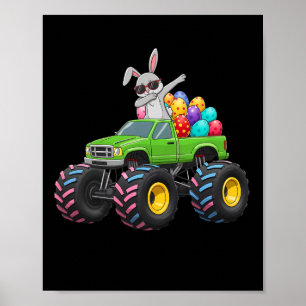 Affiche Lapin de Pâques qui fait dab Monster Truck Œufs de