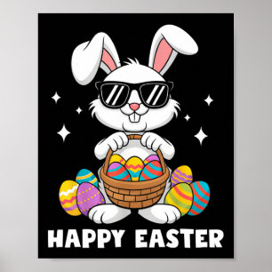 Affiche Lapin de Pâques qui fait dabber Joyeuses Pâques La