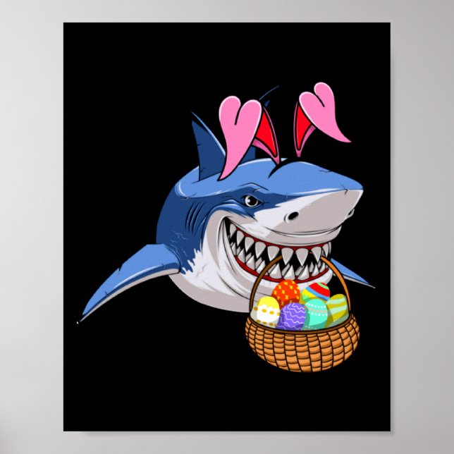 Affiche Lapin de Pâques Requin Joyeux de Pâques Avec Panie (Devant)