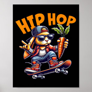 Affiche Lapin de Pâques skateboard Hip Hop Carotte Stre