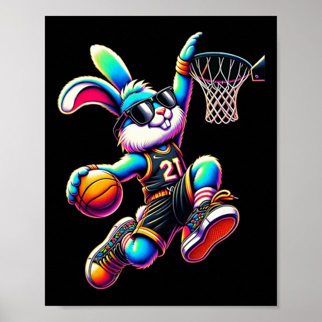Affiche Lapin de Pâques T-shirts de dunking de squelette p (Devant)