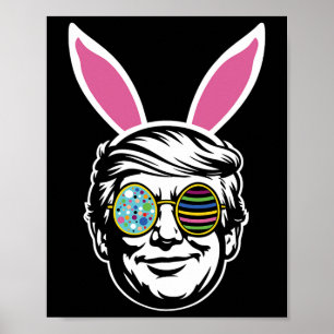 Affiche Lapin de Pâques Trump Joyeuses Pâques Chasse aux œ