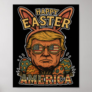 Affiche Lapin de Pâques Trump Joyeuses Pâques Chasse aux œ