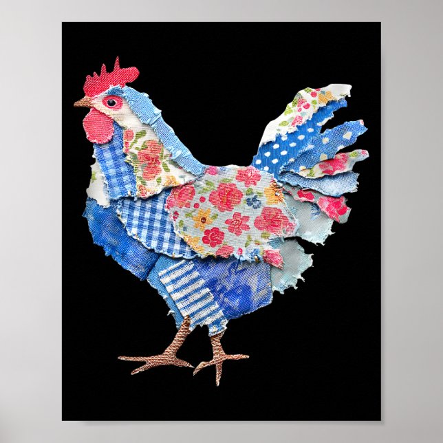 Affiche Lapin de patchwork de poulet Oeufs Lapin Joyeuses  (Devant)