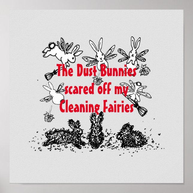 Affiche Lapin De Poussière Nettoyant Fée Lapin Humoristiqu (Devant)
