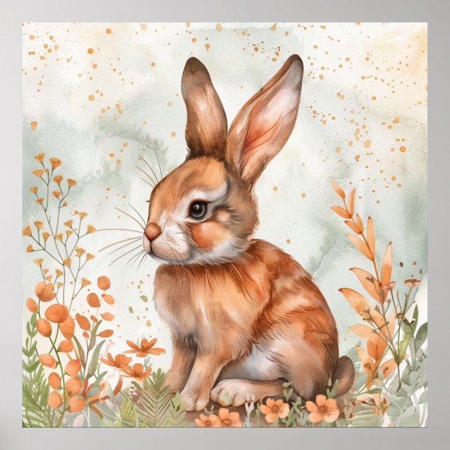 Affiche Lapin de printemps mignon (Devant)