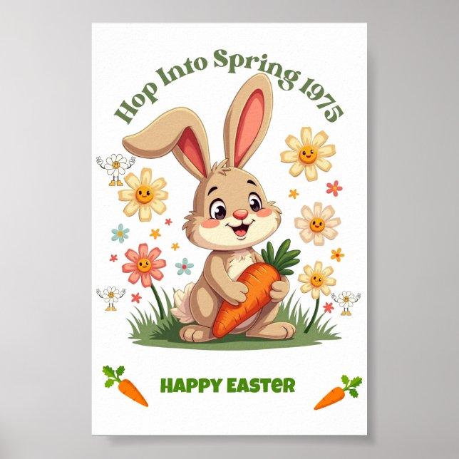 Affiche Lapin de printemps rétro 1975 (Devant)