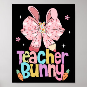 Affiche Lapin de professeur noeud crayon jours de Pâques R