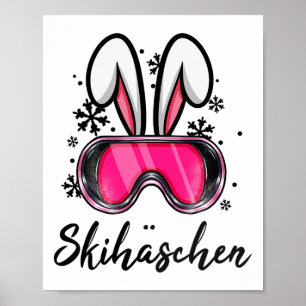Affiche Lapin de ski après-ski Costume de lapin de ski Ski