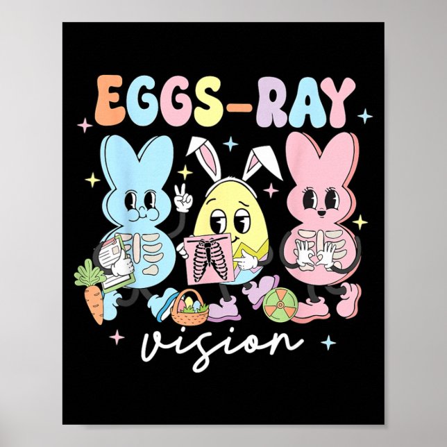 Affiche Lapin de vision aux rayons X de Pâques Technologue (Devant)