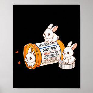 Affiche Lapin Drôle Bunny Anti Dépressif Zoo Garçons Fille