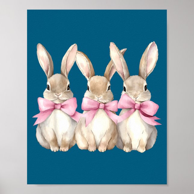 Affiche Lapin Drôle Coquette Arc Amoureux de Lapin Pâques  (Devant)