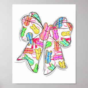 Affiche Lapin Drôle Coquette Nœud Amoureux de Lapin Pâques