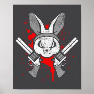 Affiche Lapin drôle d'horreur maléfique disant Cadeau de P