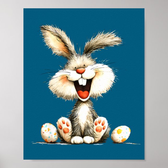 Affiche Lapin drôle et duveteux avec un art de lapin migno (Devant)