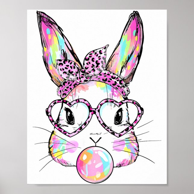 Affiche Lapin Drôle Gles Lapin Joyeuses Pâques Rétro Tie D (Devant)