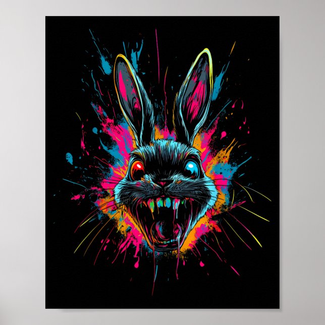 Affiche Lapin effrayant Halloween Horreur Pâques Jour Lapi (Devant)