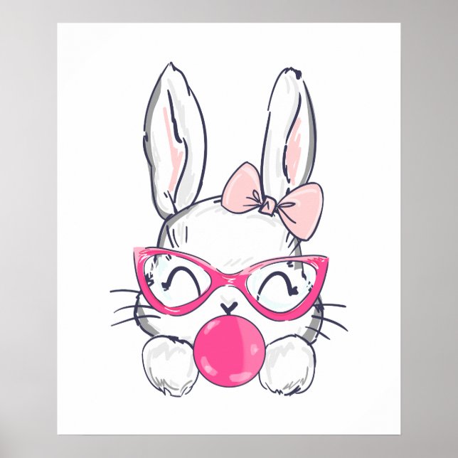 Affiche lapin en ballon, rétro, vintage (Devant)