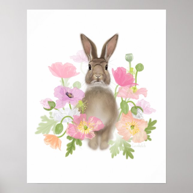 Affiche Lapin en Poppies (Pastel) (Devant)