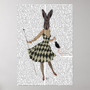 Affiche Lapin en robe blanche noire