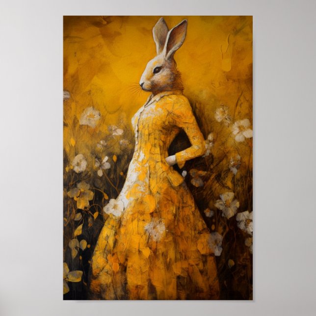 Affiche Lapin en robe jaune (Devant)