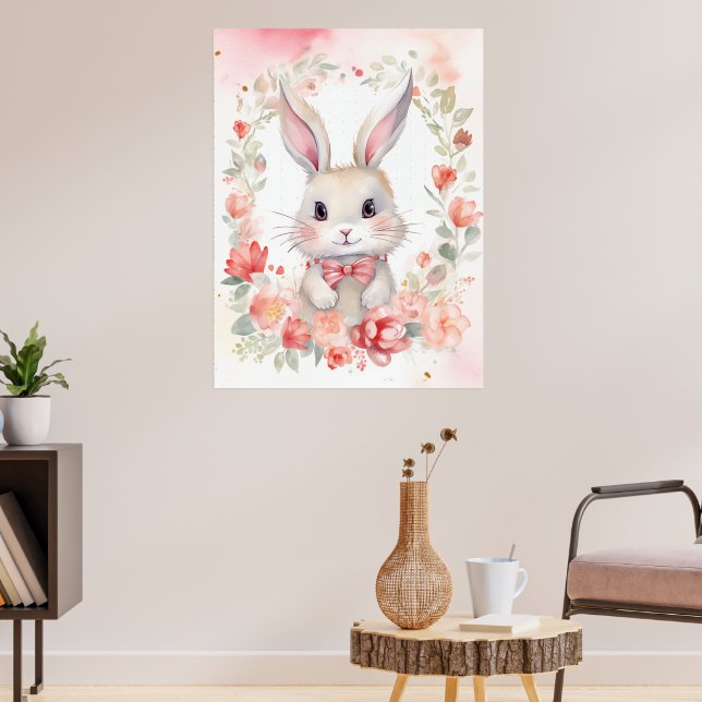 Affiche Lapin et fleurs (Salon 3)