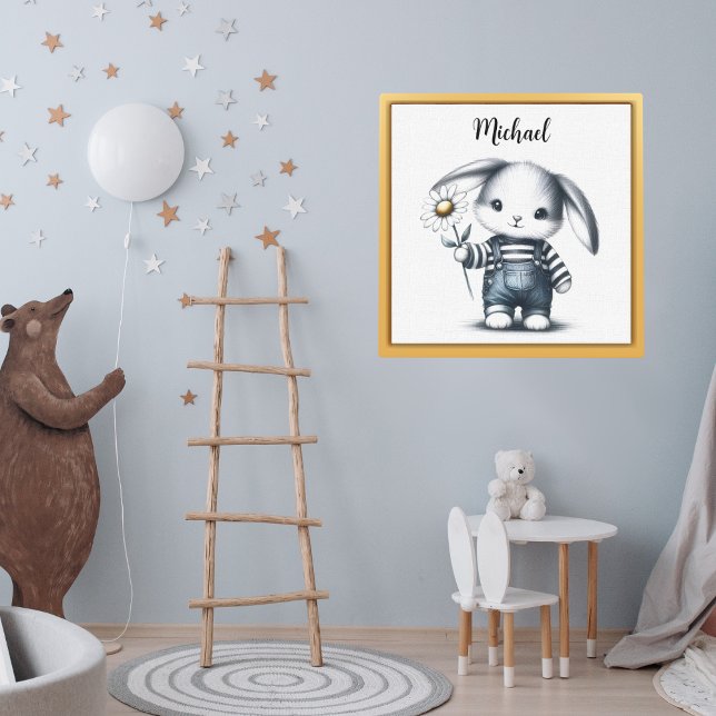 Affiche Lapin Garçon Fantaisiste Avec Nom (Créateur téléchargé)