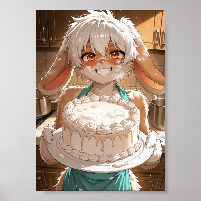 Affiche Lapin gâteau 1 (Devant)
