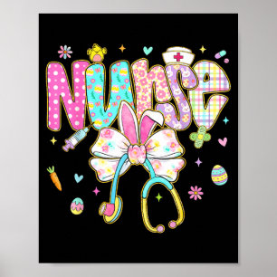 Affiche Lapin infirmière coquette bow stéthoscope Bunny Sc
