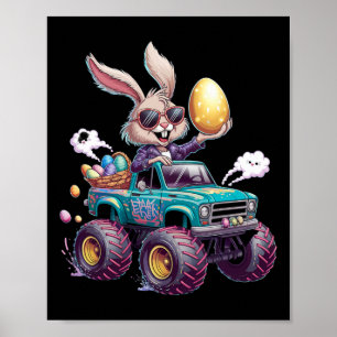 Affiche Lapin Joyeux Pâques Amateurs de Monster Truck Enfa