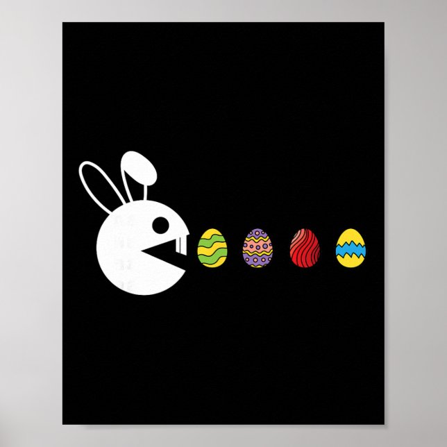 Affiche Lapin Joyeux Pâques Chasse aux œufs Jeu vidéo Joue (Devant)