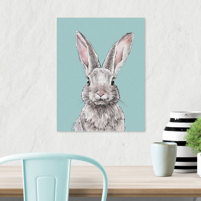 Affiche Lapin Lapin Animal art Aquarelle Cute Printemps (Créateur téléchargé)