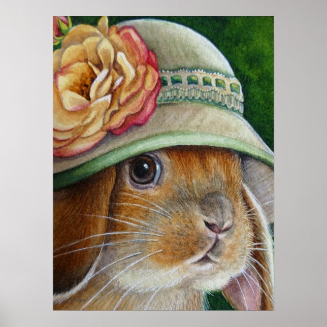 Affiche Lapin lapin Brown au printemps Bonnet Art 18x24 (Devant)