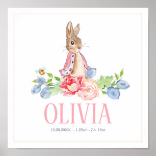 Affiche Lapin Lapin Doux   Nouveau bébé personnalisé Impri