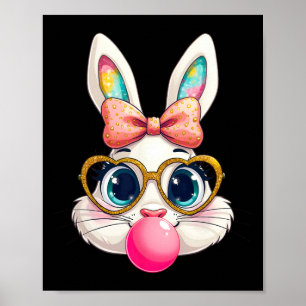 Affiche Lapin Lapin Soufflant Bubble Gomme Pâques Jour Mig
