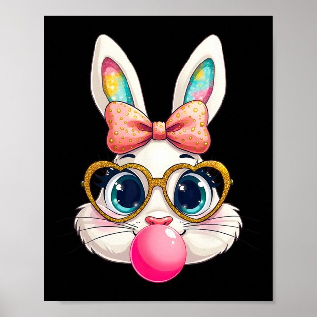 Affiche Lapin Lapin Soufflant Bubble Gomme Pâques Jour Mig (Devant)