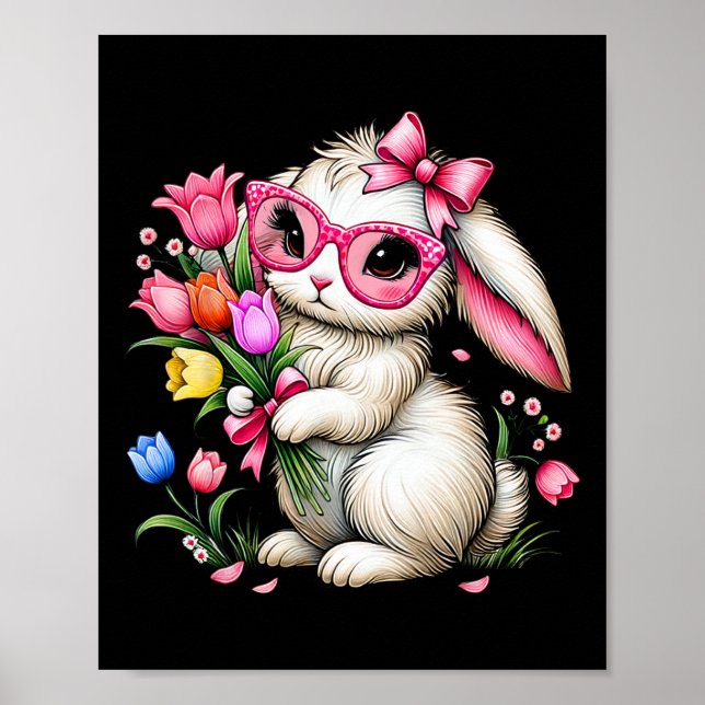Affiche Lapin Lapin Tulipe de Pâques Fleurs de printemps F (Devant)